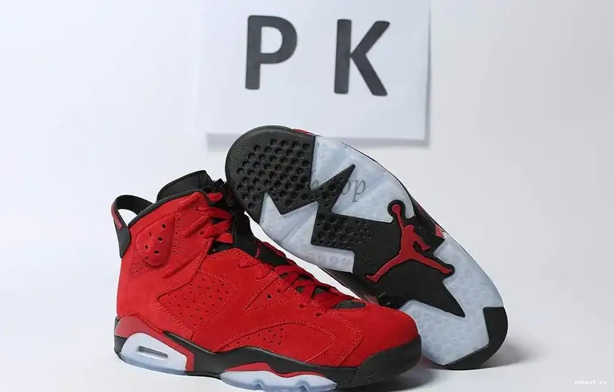 GOD Black READY 6 RETAIL Retro Jordan TO Red MATERIALS PK SHIP 0506